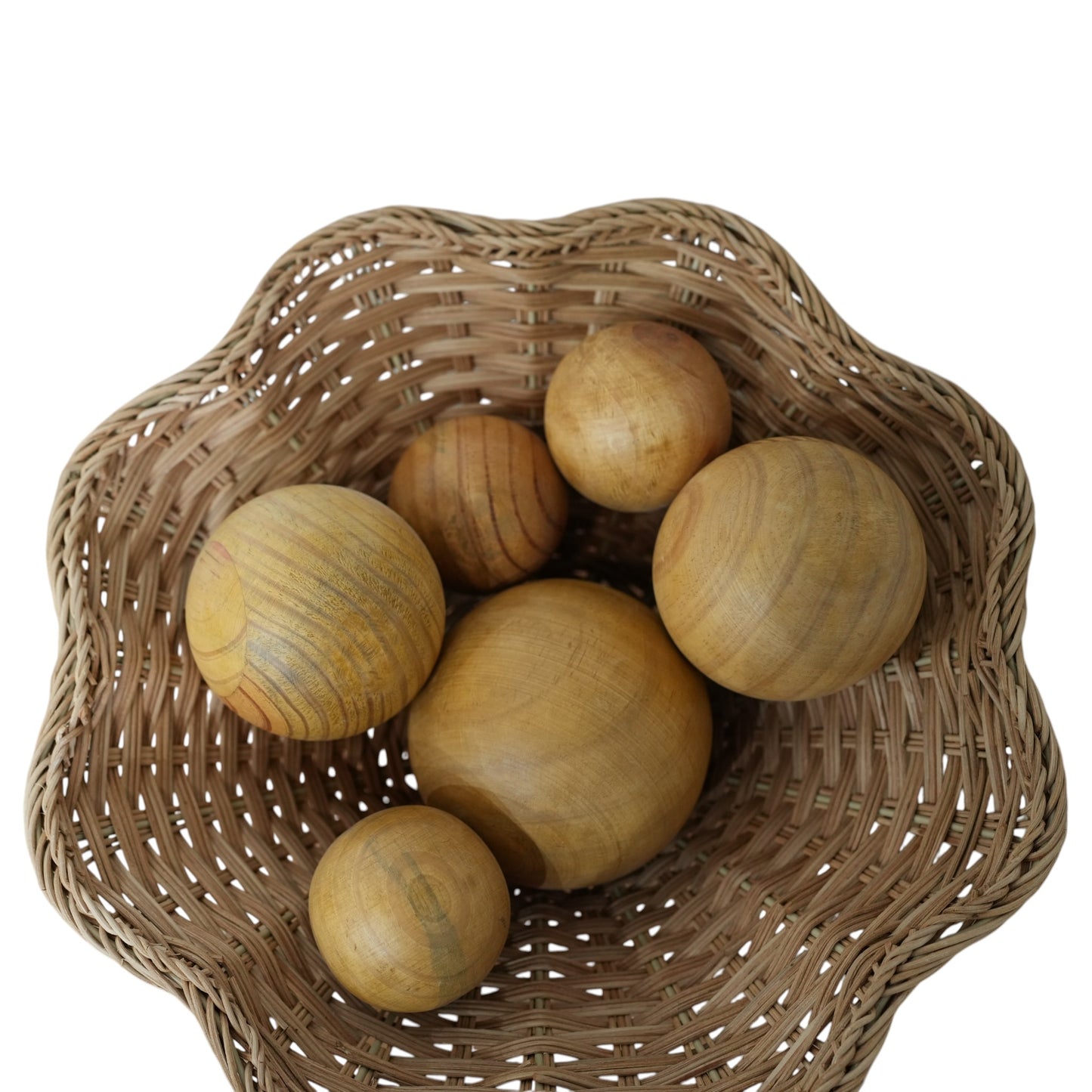 Set of 5 Turned Wood Decorative Spheres · Graduated Sizes - Curated Home Decor