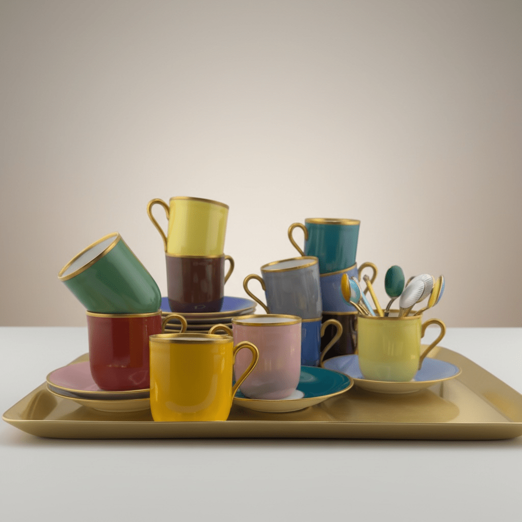 
                  
                    Danish Porcelain Demitasse Colorful Cups & Saucers and Spoons Set - Curated Home Decor
                  
                