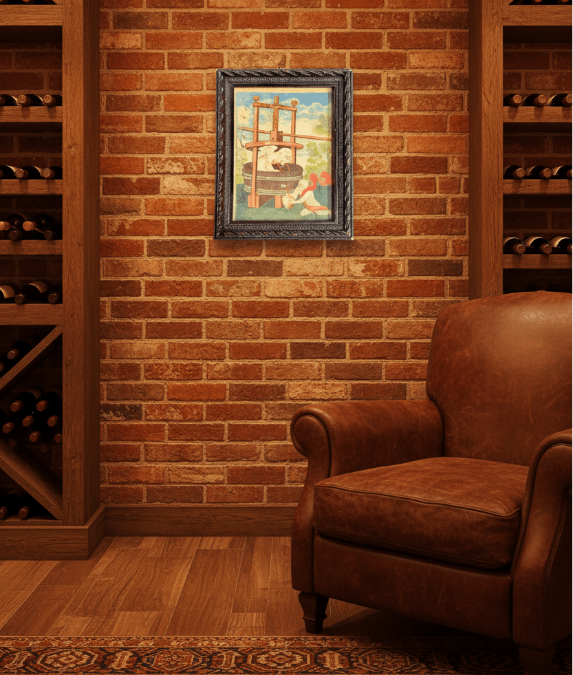 
                  
                    Antique Framed Winepress Print in Carved Wood Frame - Curated Home Decor
                  
                