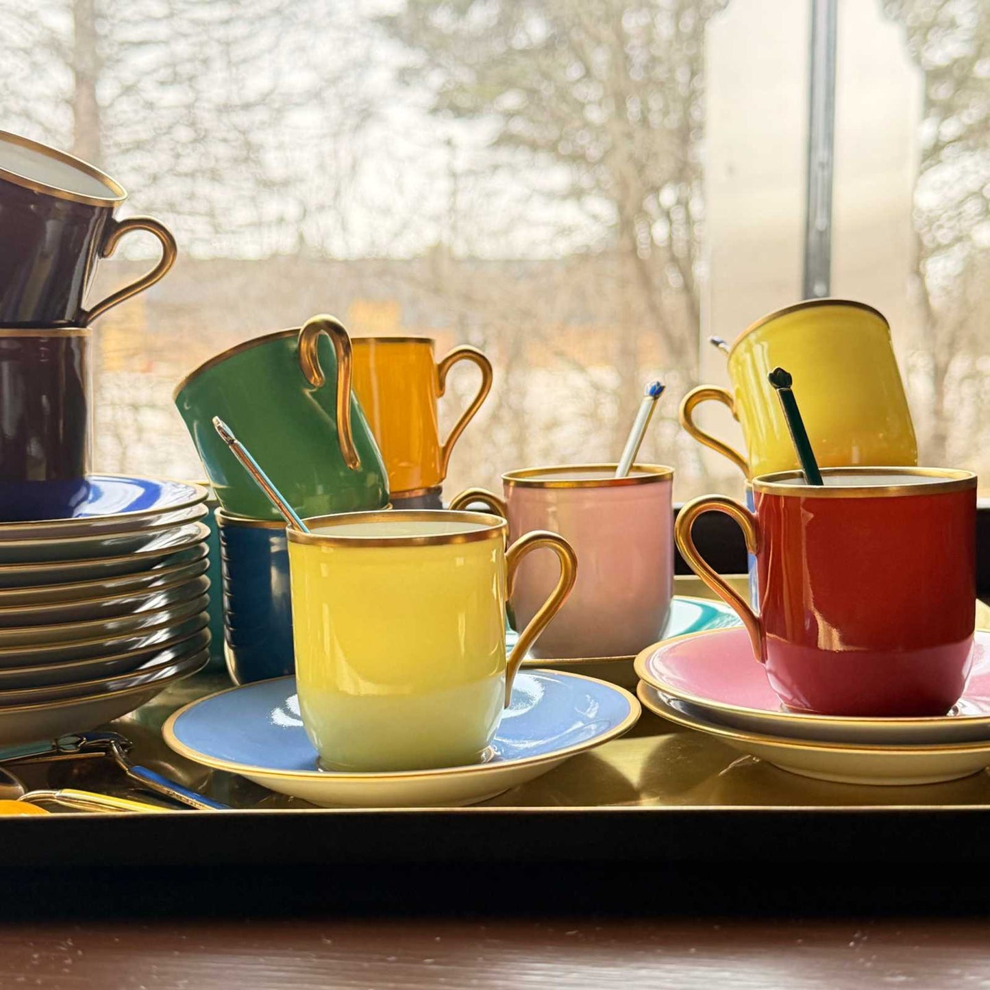 
                  
                    Danish Porcelain Demitasse Colorful Cups & Saucers and Spoons Set - Curated Home Decor
                  
                