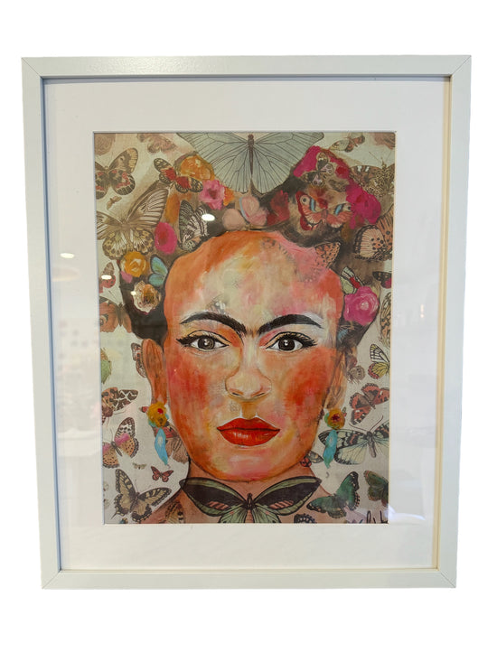 Butterflies Frida Kahlo 16x20  Print with frame