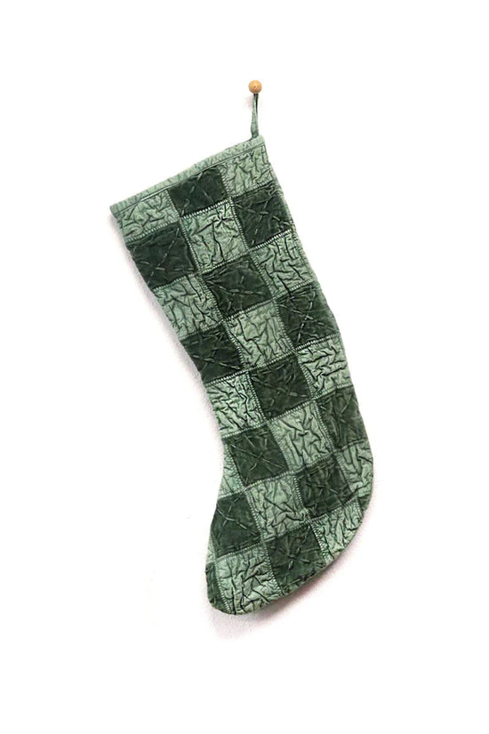 Emerald Checkmate Stocking - Curated Home Decor