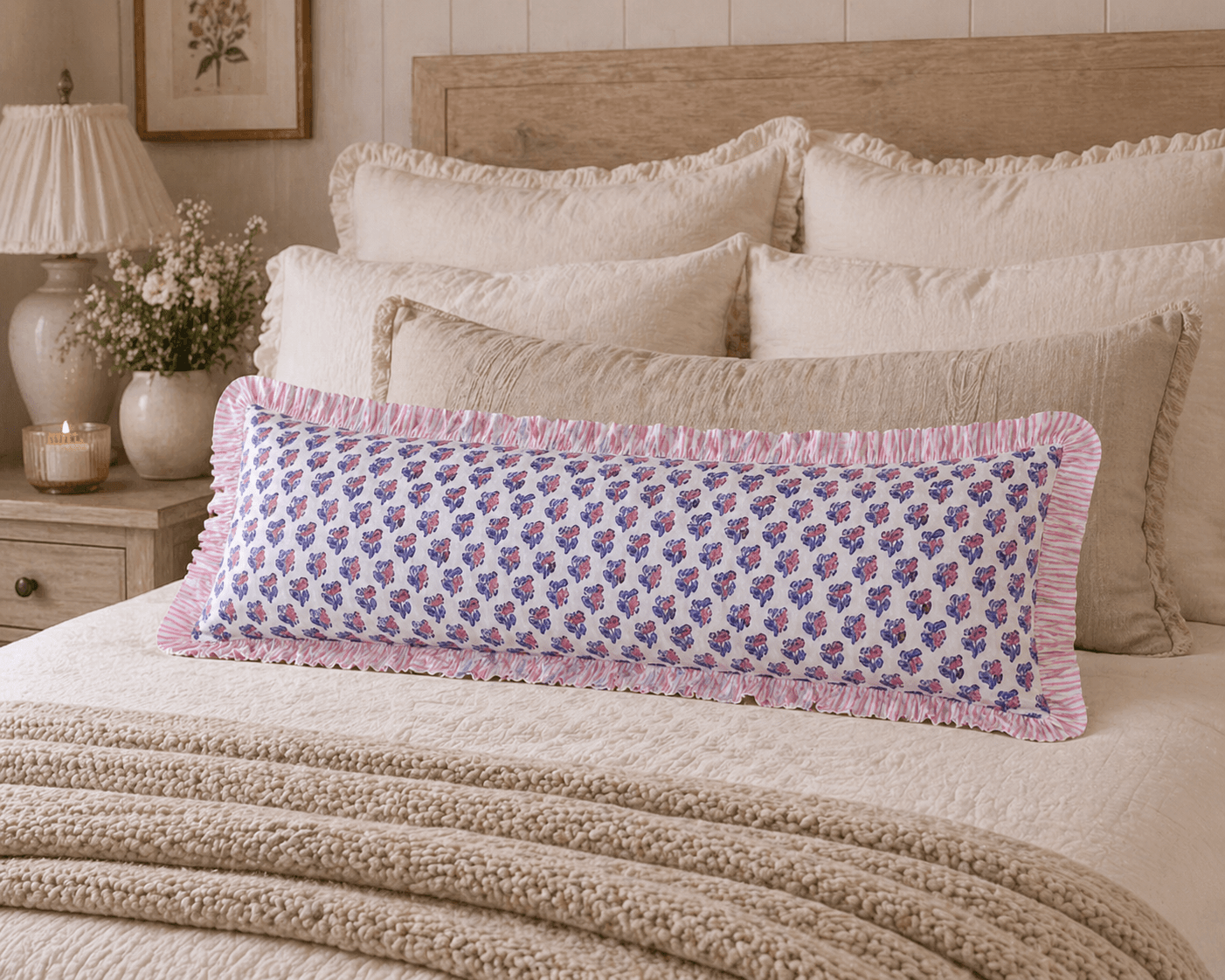 Lumbar Pink & Purple Floral Pillow Cover - Curated Home Decor