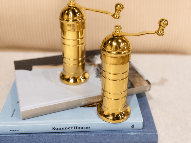 6” Solid Brass Salt & Pepper Mill Hand-Crank Grinder Polished Brass