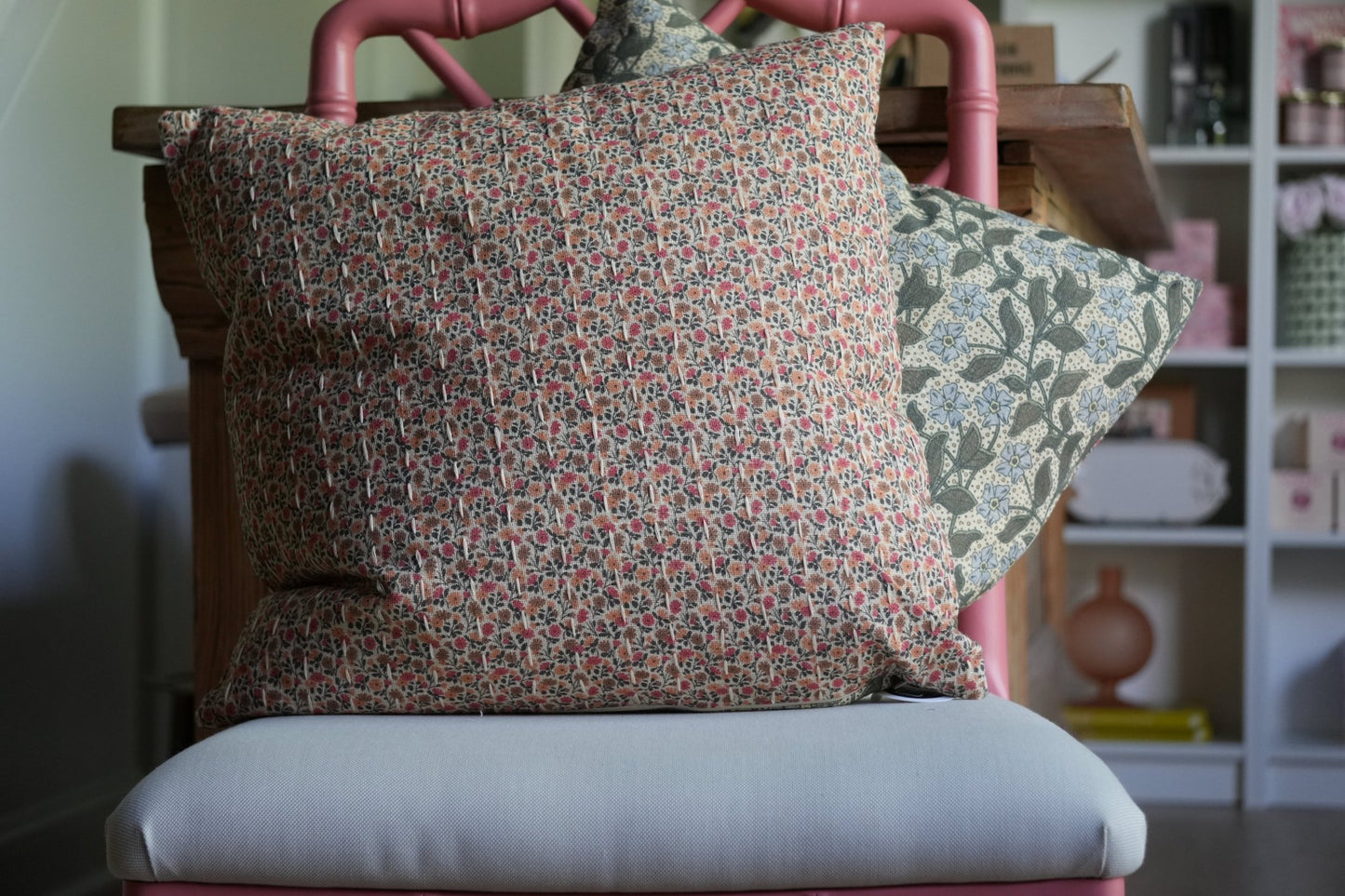 Reversible Pillow - Peach Floral - Curated Home Decor