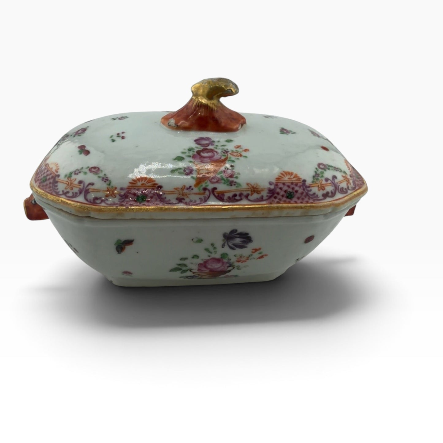 
                  
                    Chinese Export-Style Famille Rose Covered Butter Dish, Qianlong Style - Curated Home Decor
                  
                