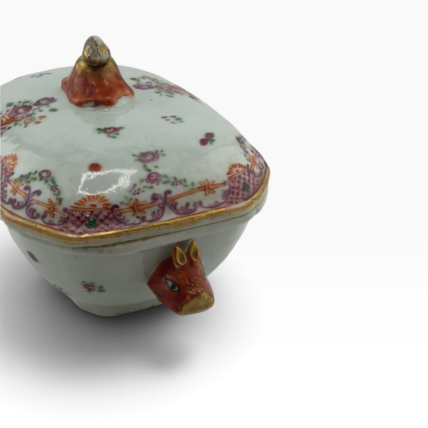 
                  
                    Chinese Export-Style Famille Rose Covered Butter Dish, Qianlong Style - Curated Home Decor
                  
                