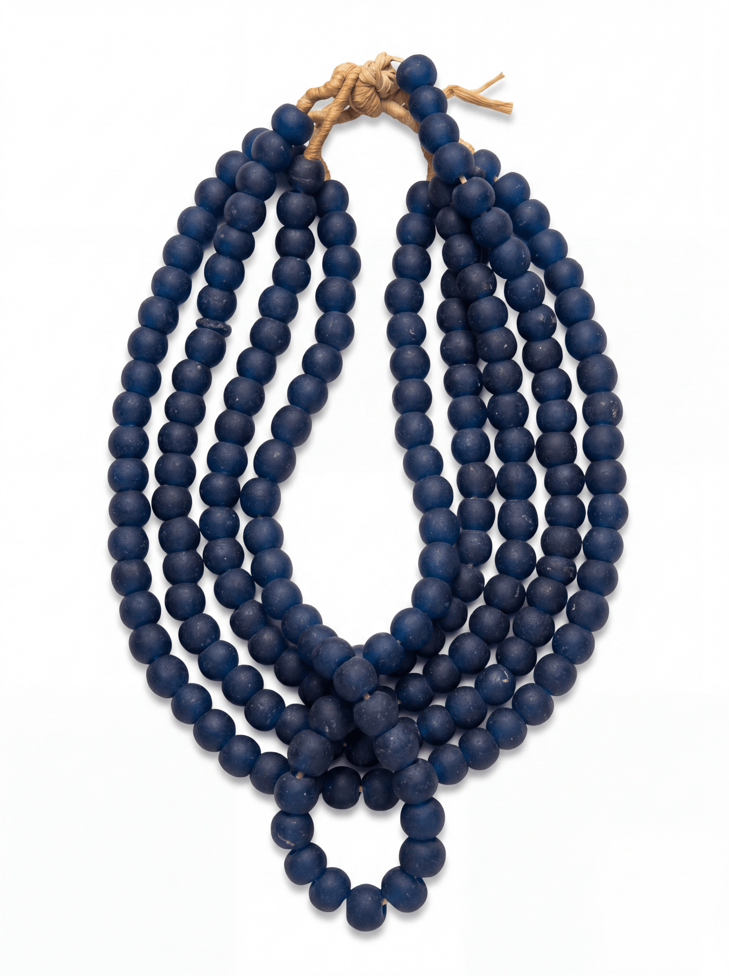 Navy Recycled Glass Bead Strands — 5-Strand Grouping (Ghanaian Krobo) - Curated Home Decor