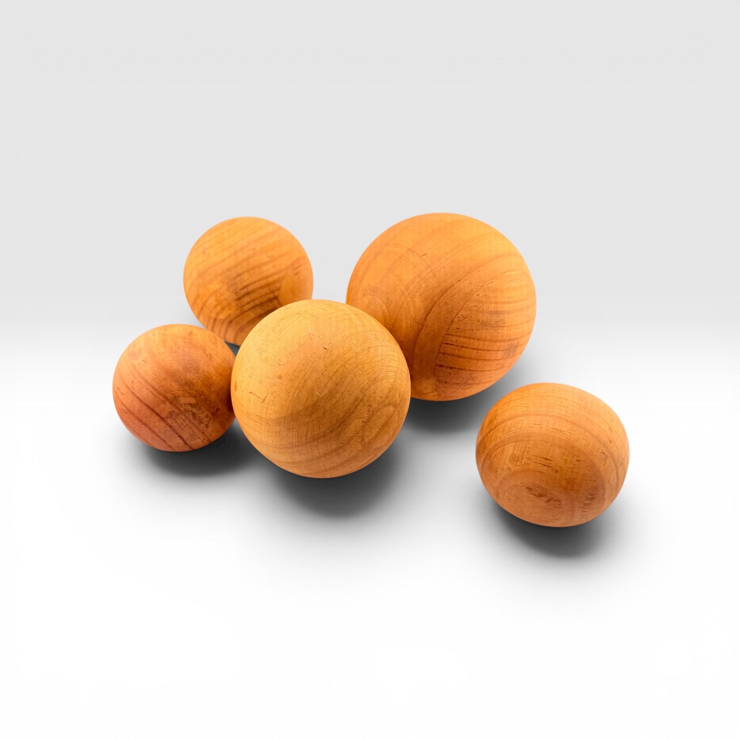 Set of 5 Turned Wood Decorative Spheres · Graduated Sizes - Curated Home Decor