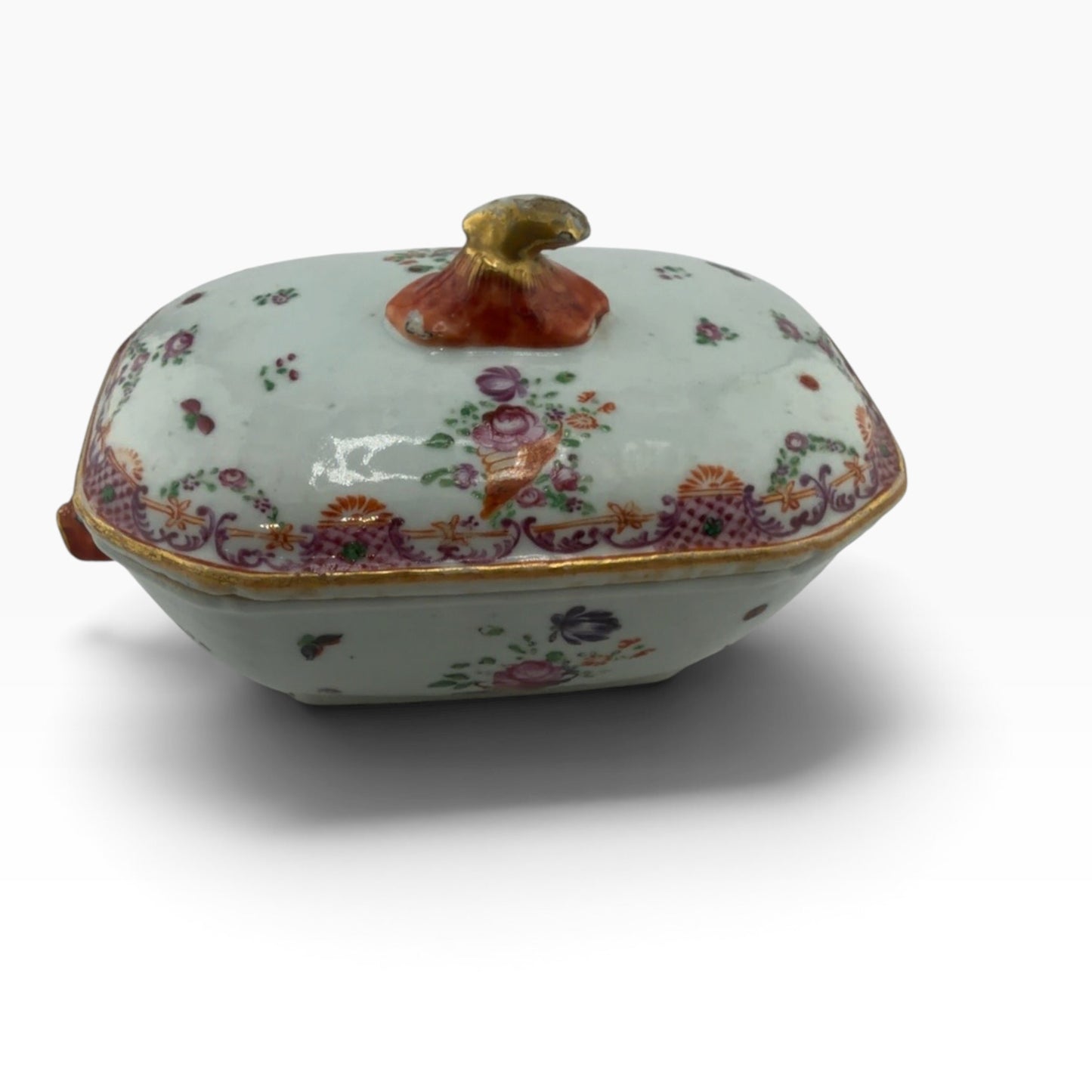 
                  
                    Chinese Export-Style Famille Rose Covered Butter Dish, Qianlong Style - Curated Home Decor
                  
                