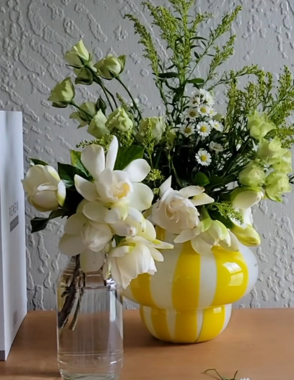 Yellow Striped Swirl Vase