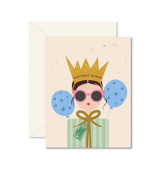 Birthday Queen Brunette Greeting Card