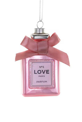 pink Parfum Bottle Ornament with bow holiday decoration