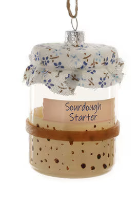 Sourdough Starter Ornament with fabric top and decorative jar, holiday decor by Cody Foster & Co.