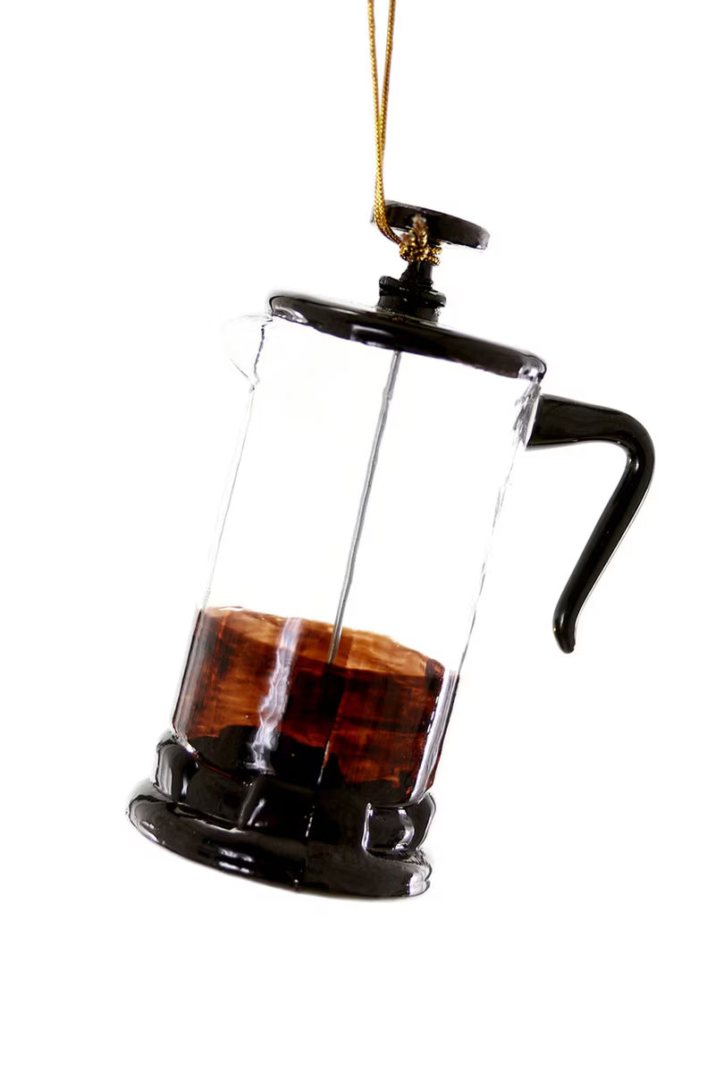 Cody Foster French Press Coffee Ornament holiday décor with hand-finished design