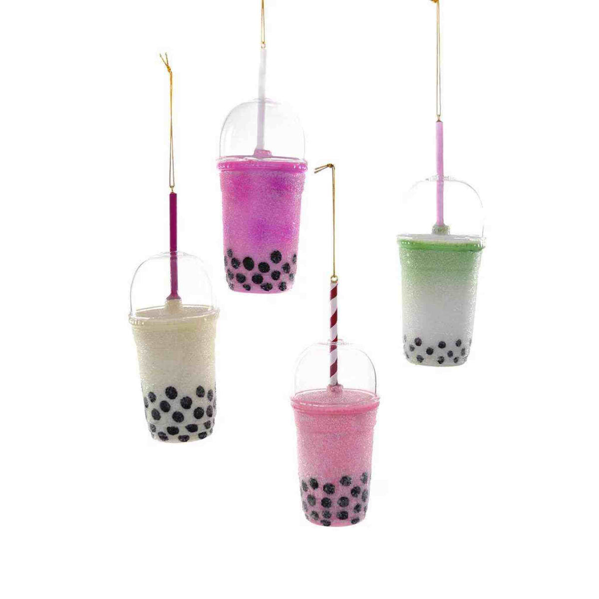 
                  
                    Colorful boba tea ornament set in festive holiday colors with straws and tapioca pearls hanging decorations
                  
                