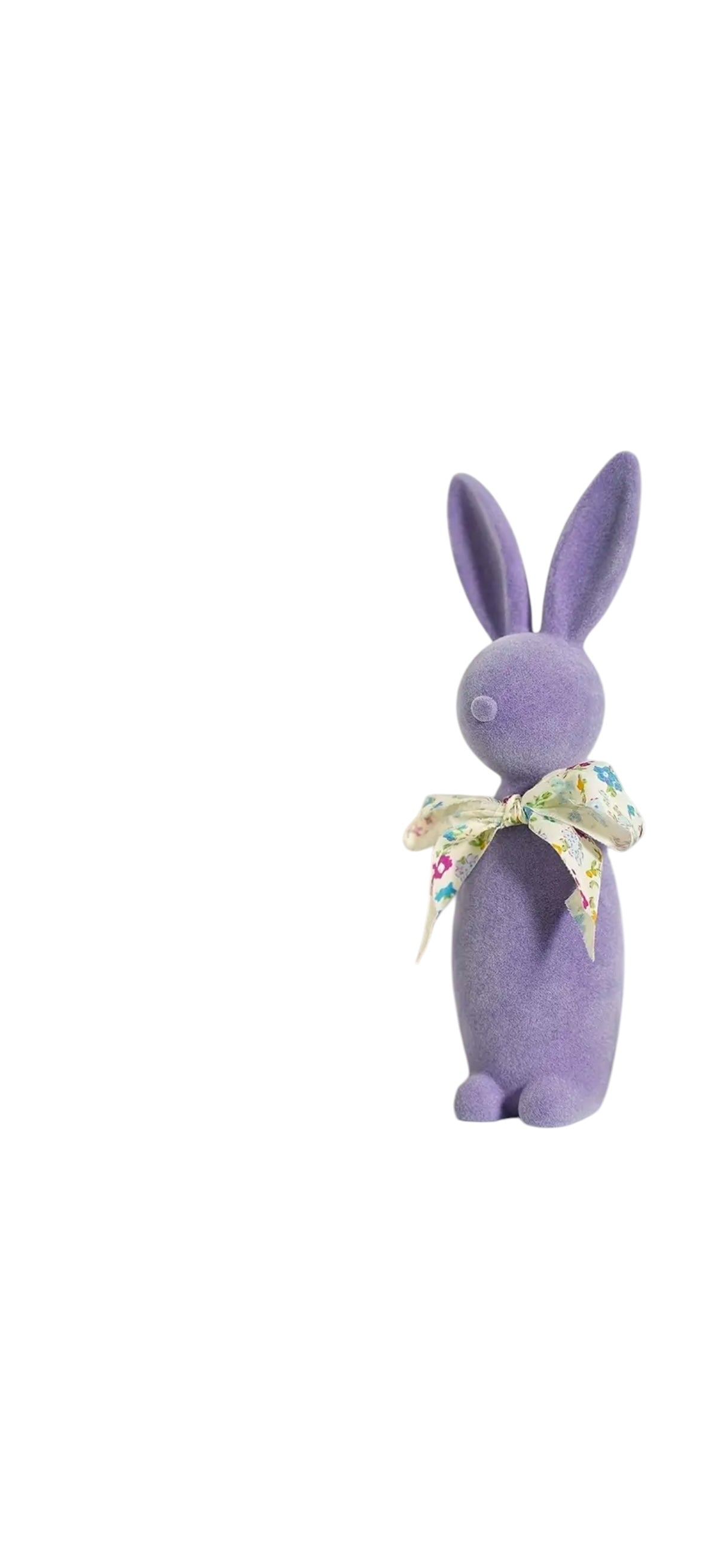 9" Assorted Resin Flocked Bunny with Bow