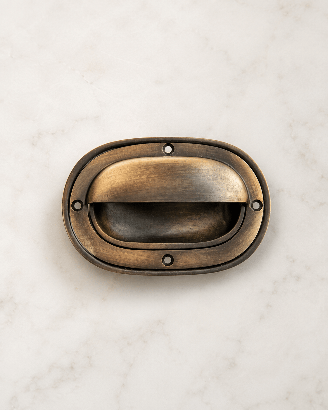 Solid Antique Brass Drop-In Recessed Pull 4½" - Curated Home Decor
