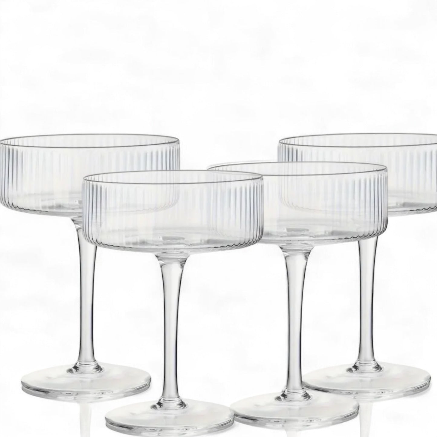 Vintage Style Ribbed Coupe Glassware Set of 4