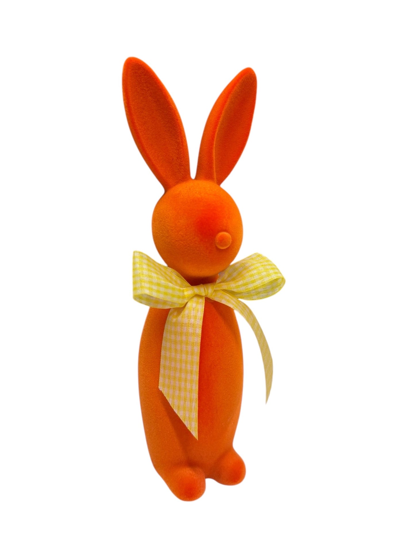 9" Assorted Resin Flocked Bunny with Bow