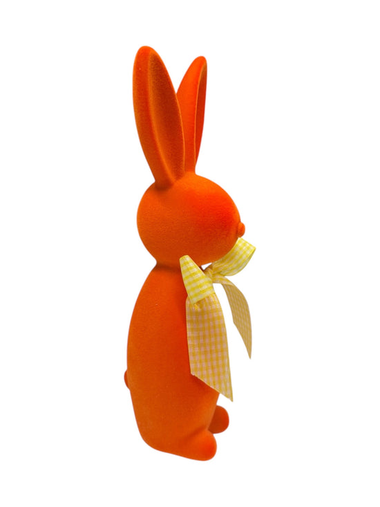 9" Assorted Resin Flocked Bunny with Bow