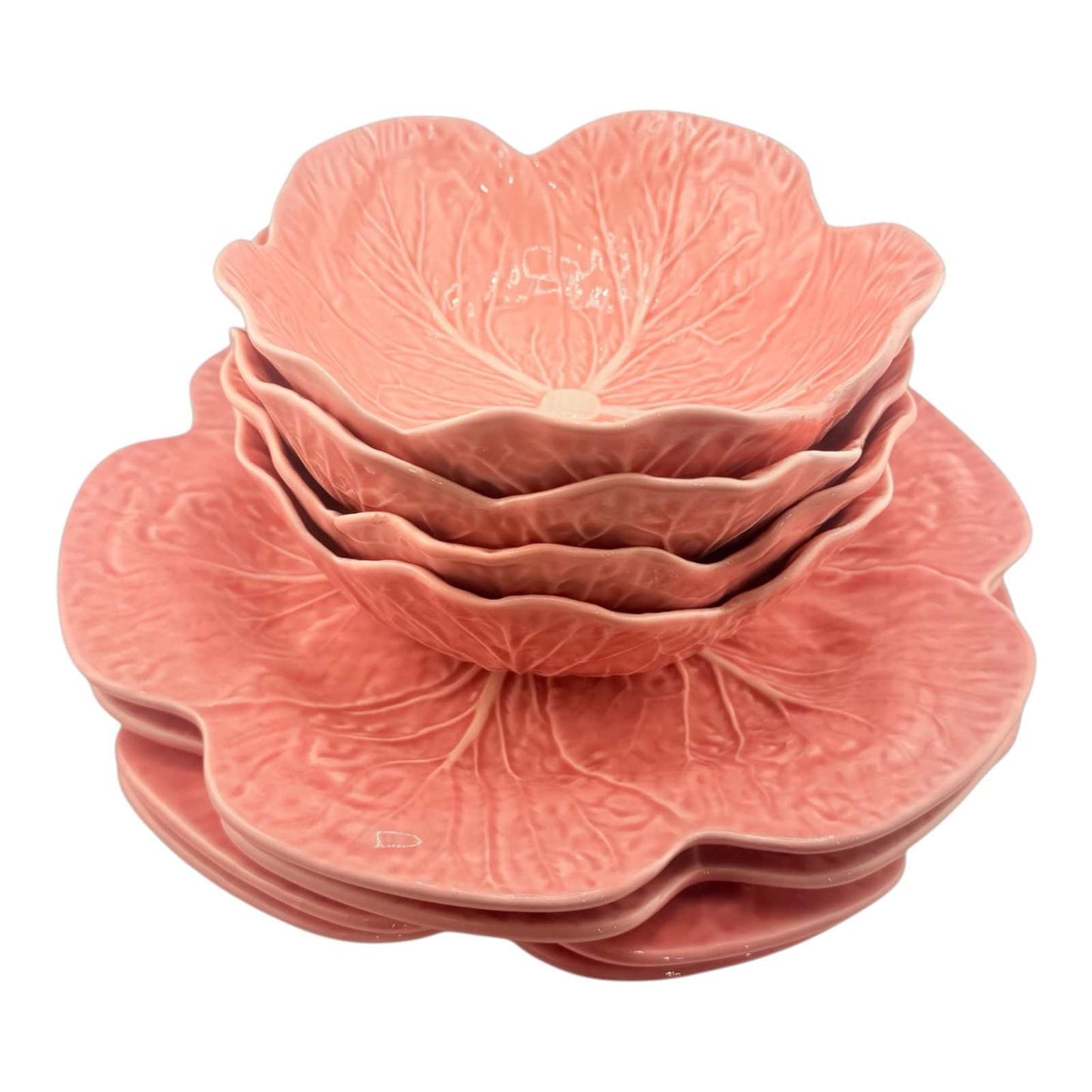 Bordallo Pinheiro Pink Cabbage Leaf Set of 8 - Curated Home Decor