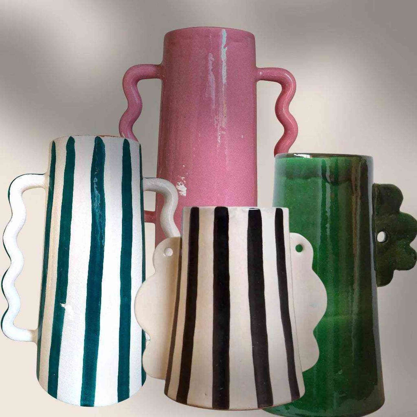 
                  
                    Black and White Striped Abstract Ceramic Vase - Curated Home Decor
                  
                