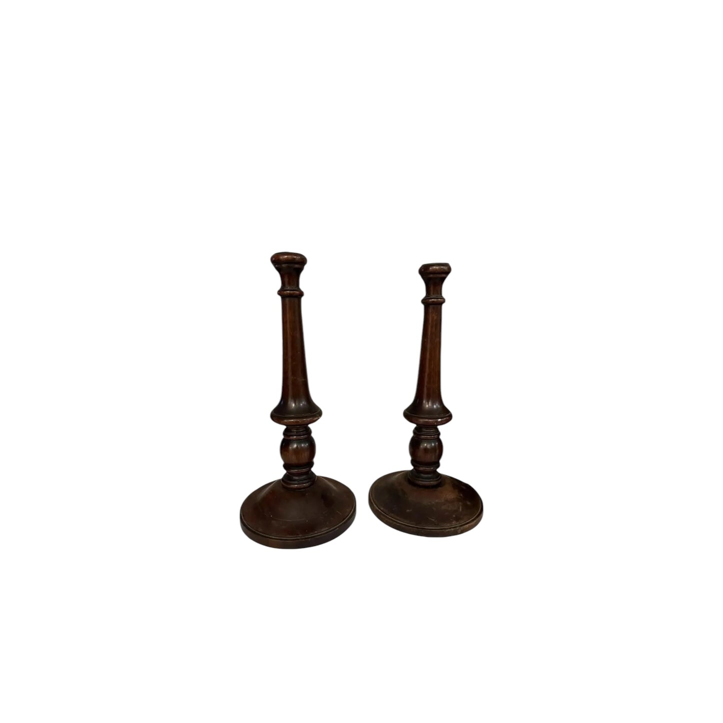Pair of Early 20th Century, walnut, Candlesticks
