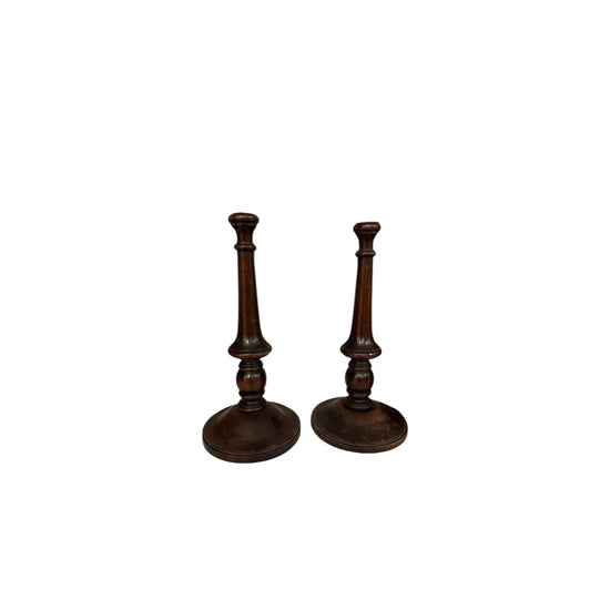 Pair of Early 20th Century, walnut, Candlesticks