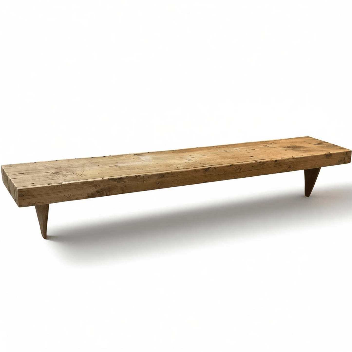 Primitive extra-long farm bench 84-inch rustic wooden bench with hand-hewn edges and weathered finish