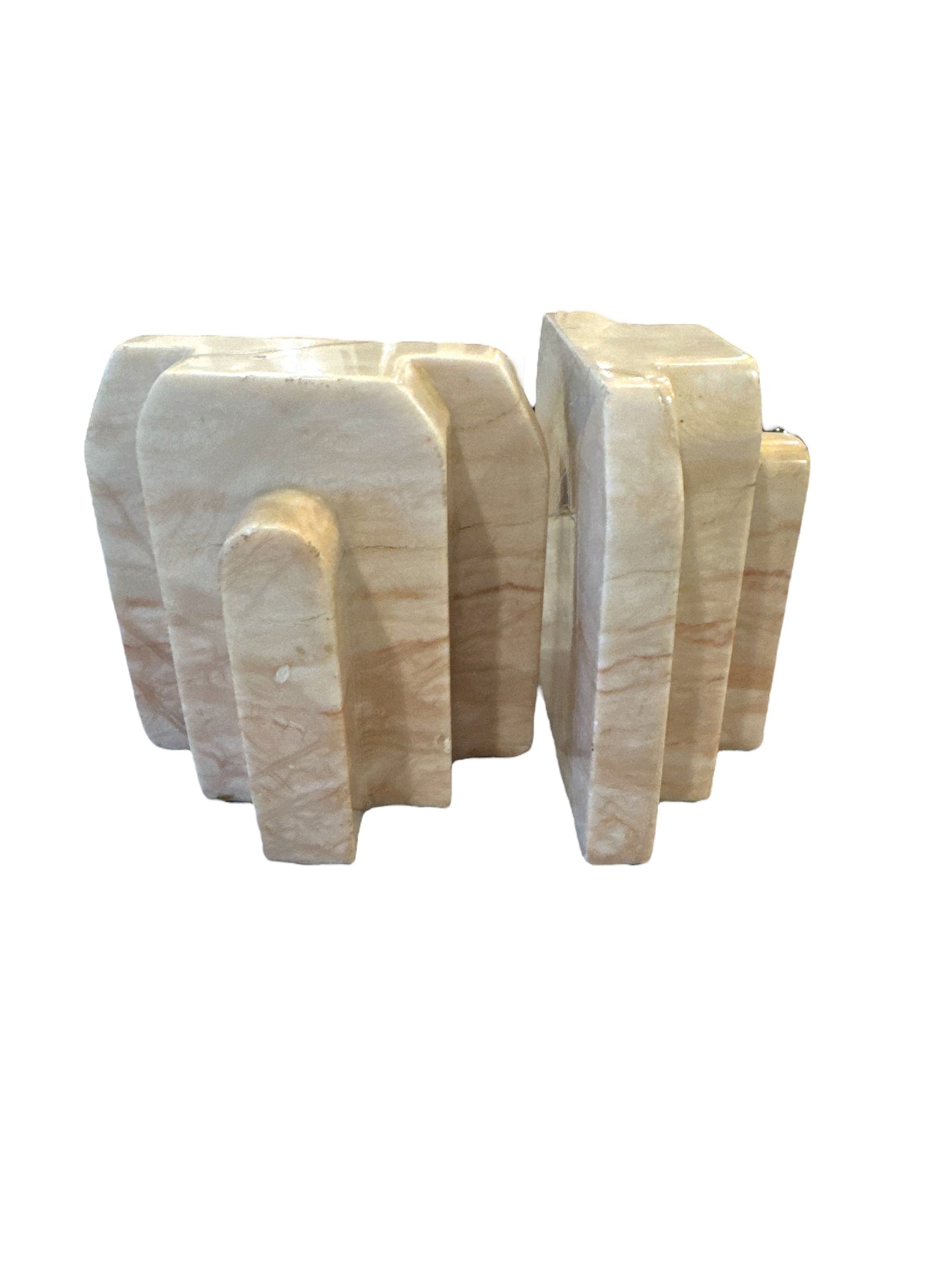 Vintage peach alabaster bookends - Curated Home Decor