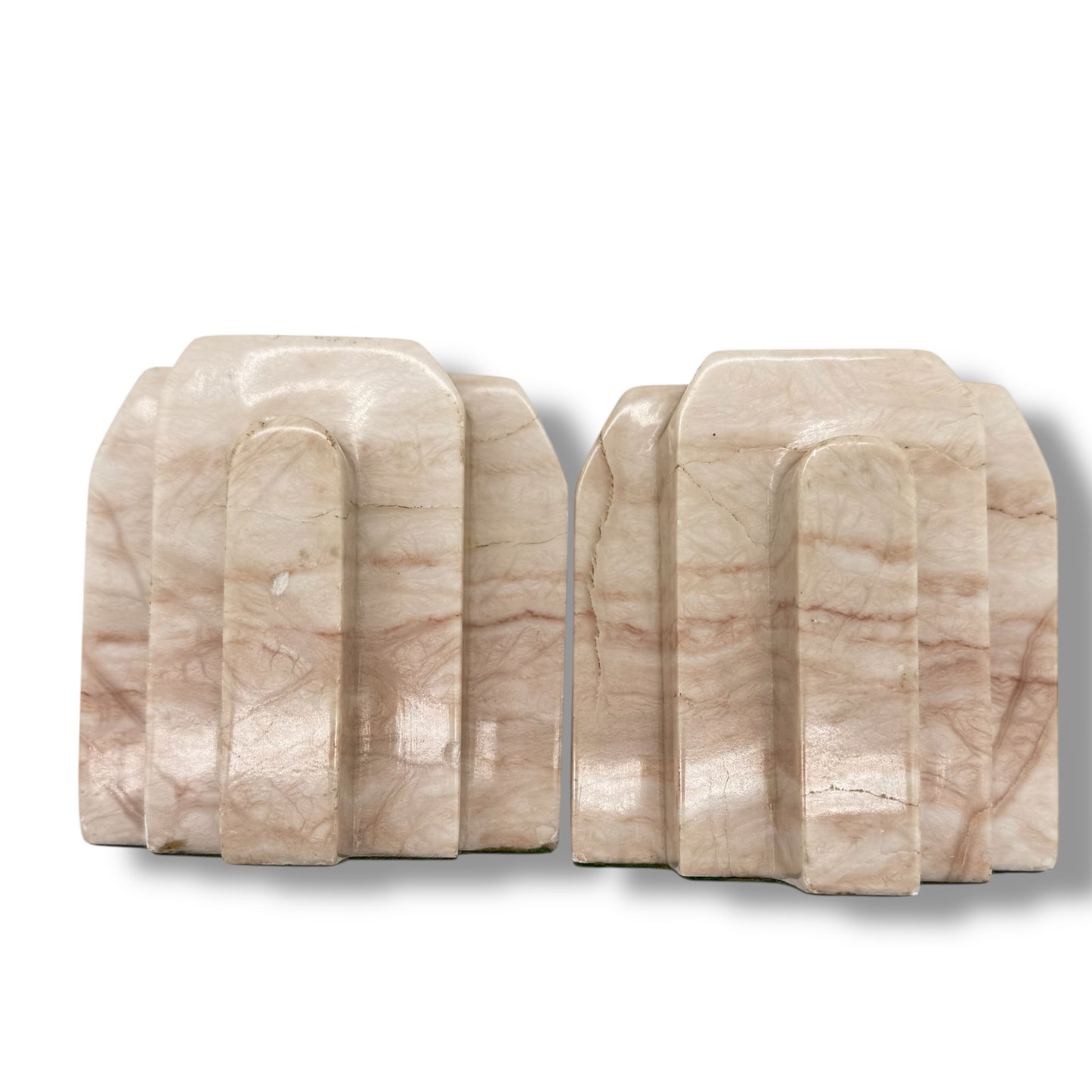 Vintage peach alabaster bookends - Curated Home Decor
