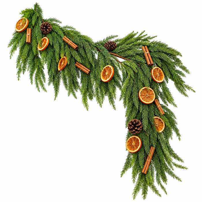 Dried Orange & Cinnamon Norfolk Pine Garland – 6 ft
