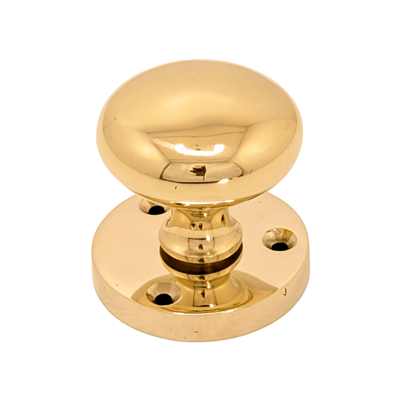 Pair of solid brass Victorian door knobs with classic lacquered finish for interior doors
