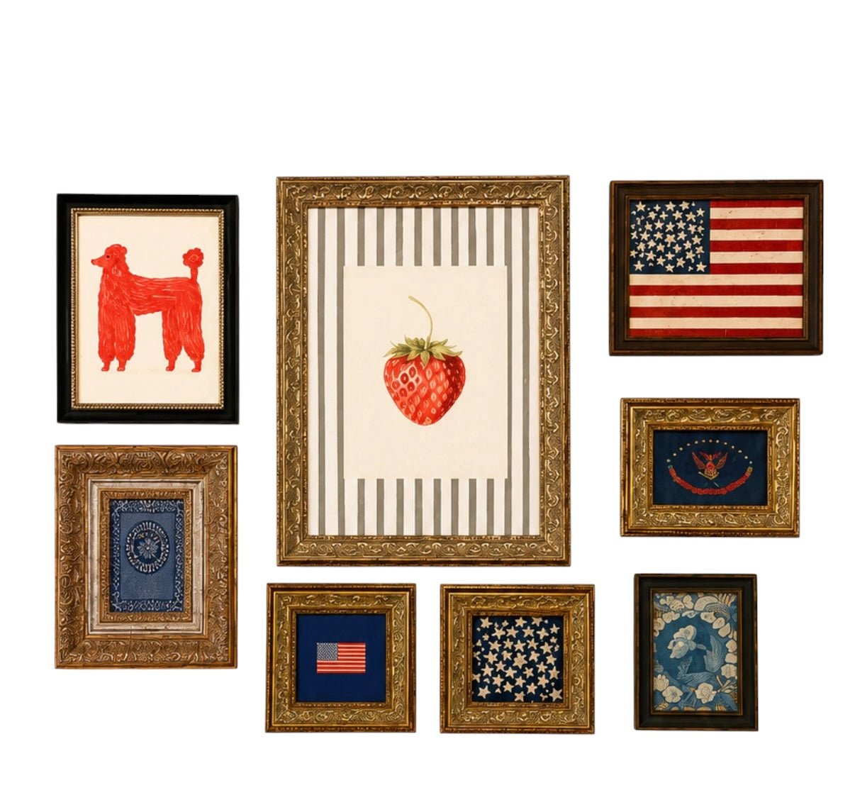 
                  
                    Strawberries on Stripes Framed Antique Art: 12x16 - Curated Home Decor
                  
                