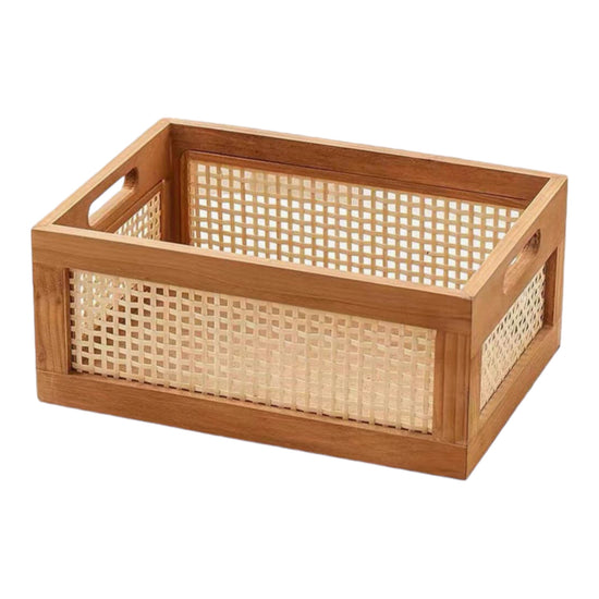 Cane & Wood Storage Basket