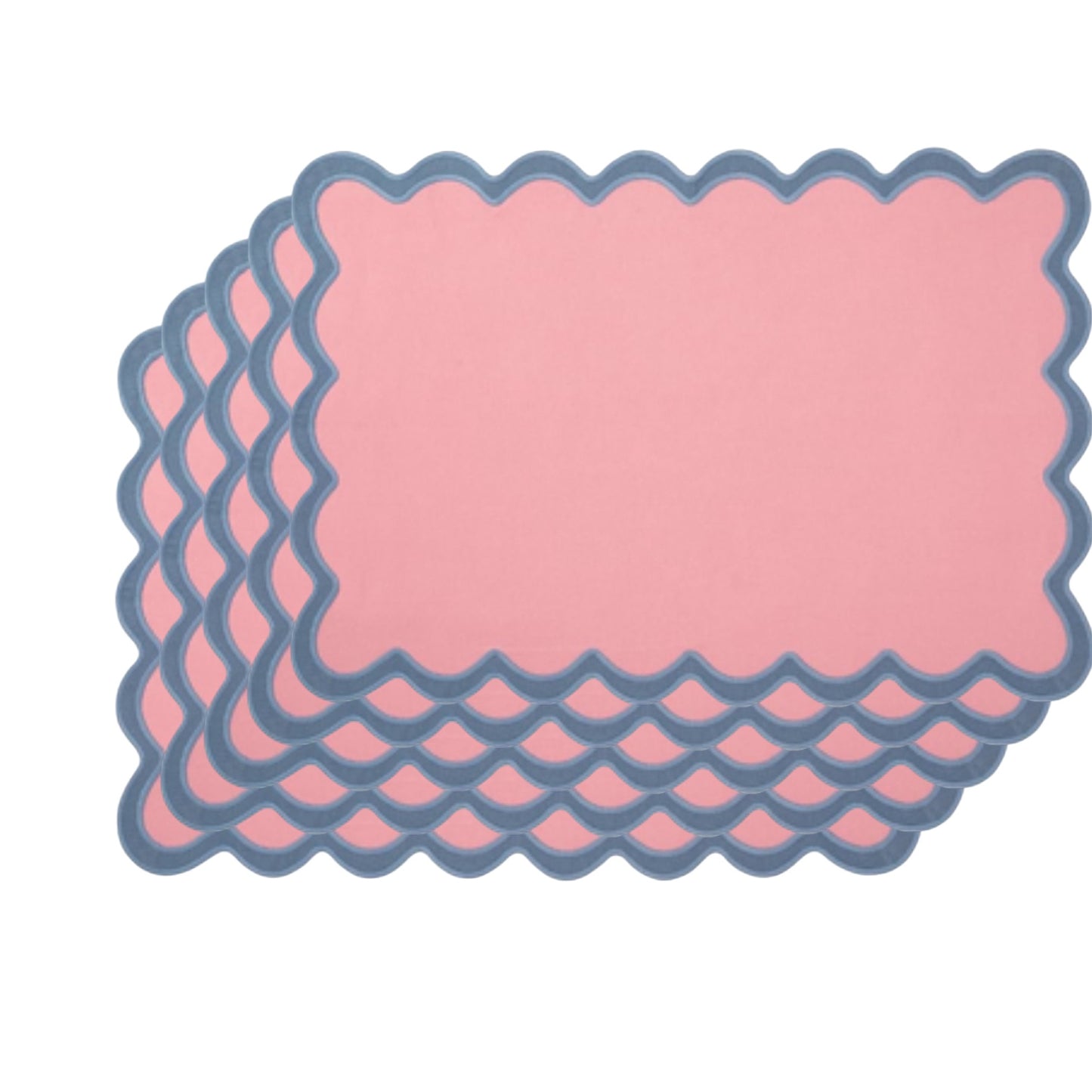 Pink & Blue Scalloped Placemat Set of 4