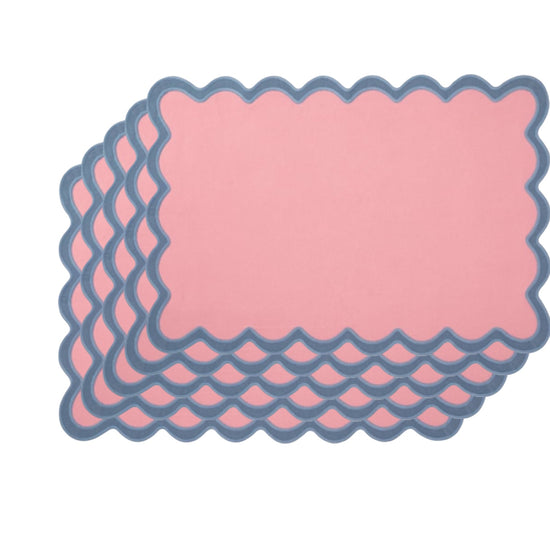 Pink & Blue Scalloped Placemat Set of 4