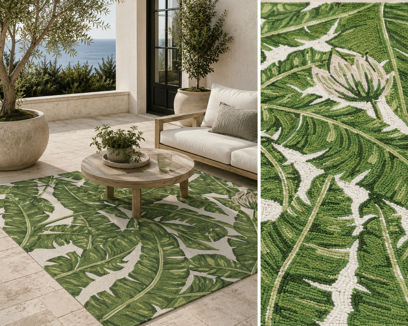 Momeni Veranda Green Leaves Indoor/Outdoor Area Rug – 5' × 8' - Curated Home Decor