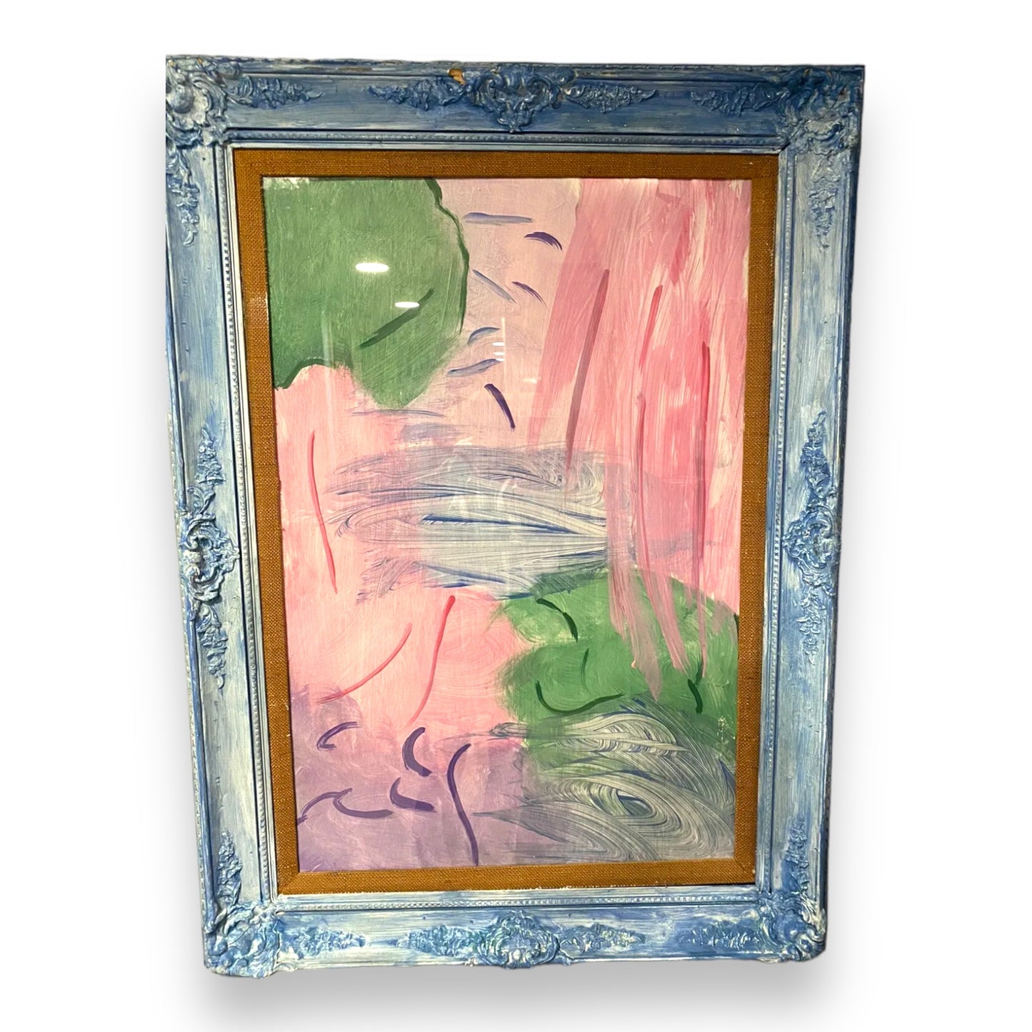 Abstract Pastel Painting, Framed and Signed