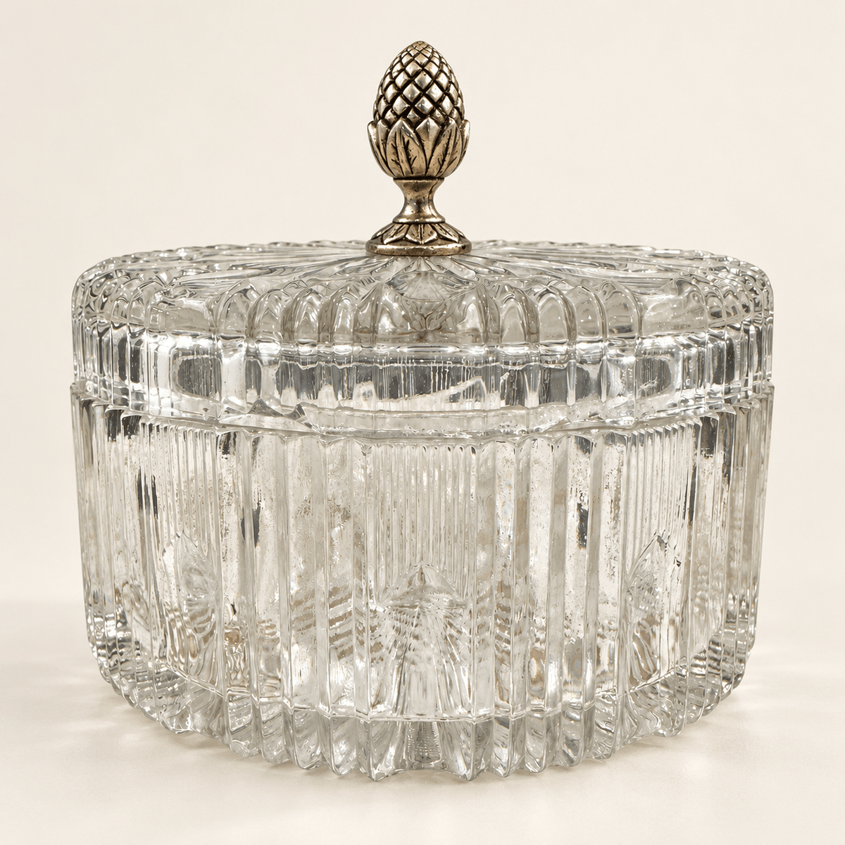 Vintage Indiana Glass Divided Covered Candy Dish with Pineapple Finial - Curated Home Decor