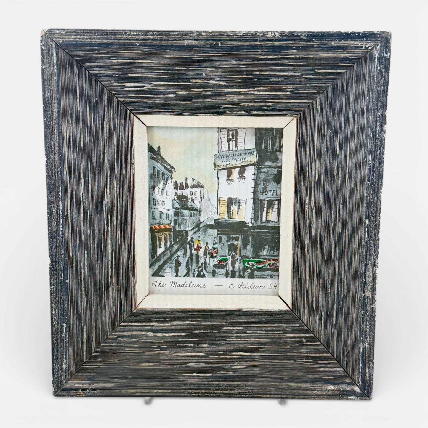 Vintage framed Paris and Versailles street scene prints set of 3 in distressed wood frames