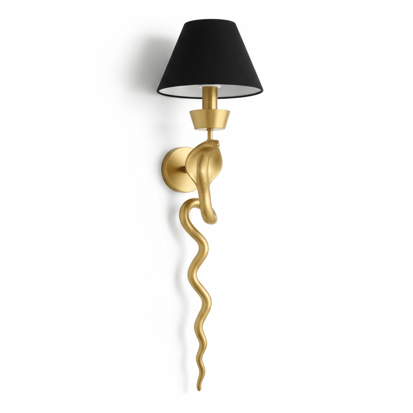 
                  
                    Gold Serpent Wall Sconce Linen Shade - Curated Home Decor
                  
                