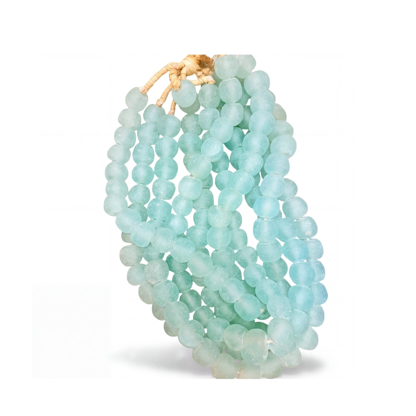 Aqua Sea-Glass Recycled Glass Bead Strands — 5-Strand Grouping (Ghanaian Krobo) - Curated Home Decor