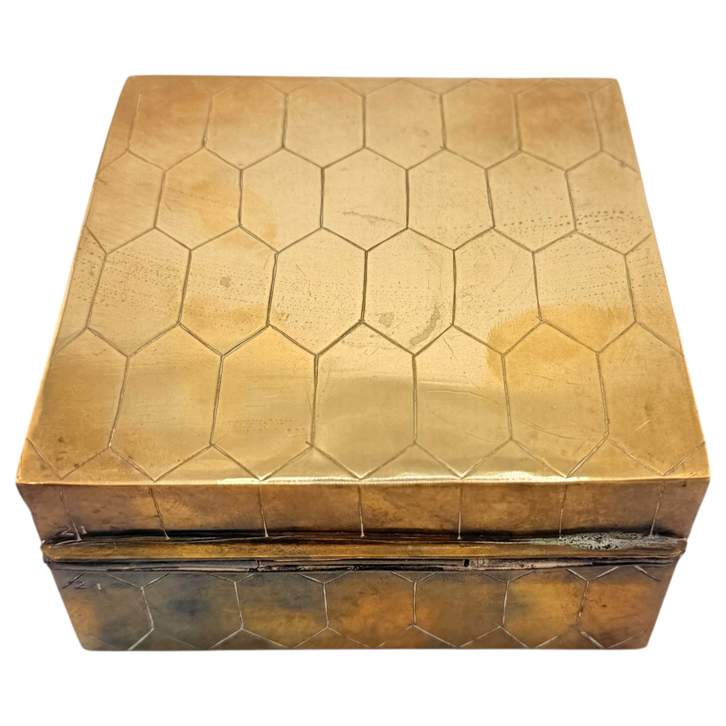 Brass Honeycomb Hinged Box - Curated Home Decor