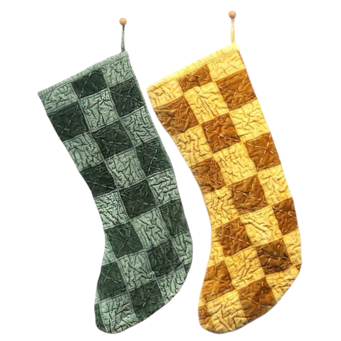 Yellow Checkmate Stocking - Curated Home Decor