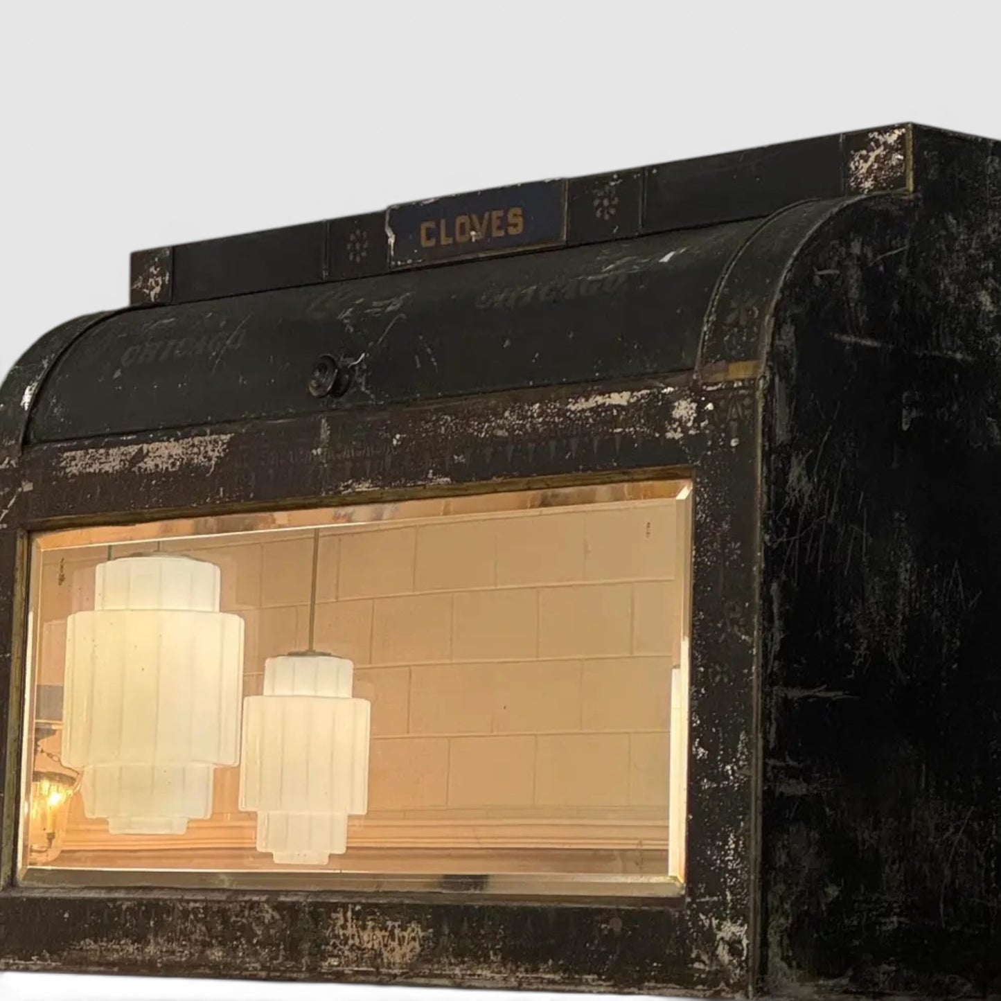 Antique Monrad & Co. Chicago Cloves General Store Display Cabinet - Curated Home Decor
