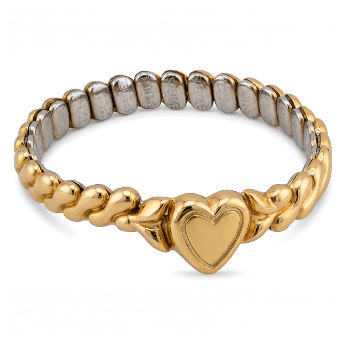 1940s WWII Gold-Filled Sweetheart Bracelet – Petite Two-Tone Heart