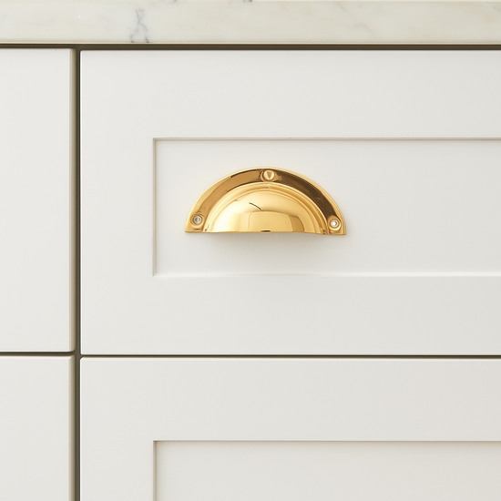 Solid Unlacquered Brass Drawer Pull – Scalloped & Cupped Designs (Multiple Sizes)