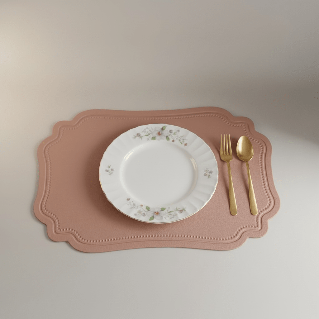 
                  
                    Scalloped Faux Leather Waterproof Placemat - Curated Home Decor
                  
                